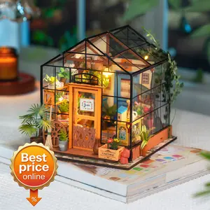 Rolife DIY Mini Greenhouse Dollhouse Kit – Tiny House Craft & Building Toy with Furniture, Miniature Hobby Kit for Adults, Relaxing DIY Desk Decor & Gift