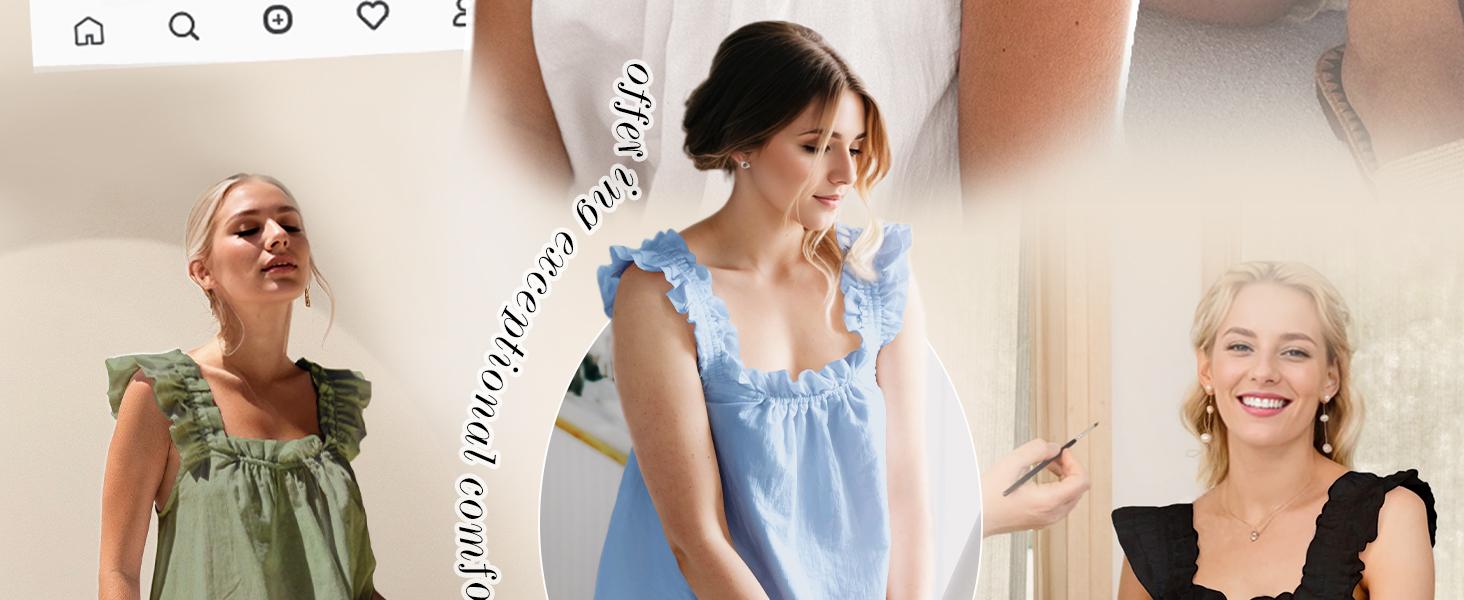 KFUBUO Womens Pajamas Set 2 Piece Ruffle Pj Soft Tank Top and Shorts Sleepwear Set Bridal Pajama for Women Set KFUBUO Womens Pajamas Set 2 Piece Ruffle Pj Soft Tank Top and Shorts Sleepwear Set Bridal Pajama for Women Set