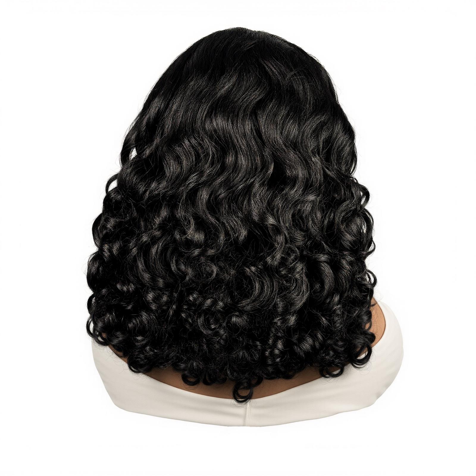 Yaki Curly Headband Wigs for Black Women - Kinky Straight Black Headband Curly Ends Synthetic Wear and Go Glueless Half Wig with Headbands Attached