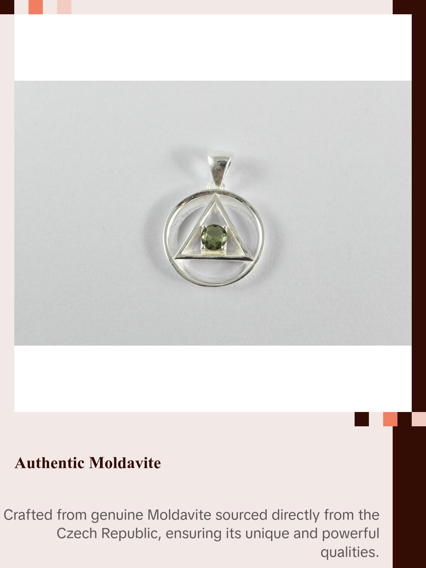 Moldavite Alchemy Pendant-Moldavite faceted Gemstone .925 Silver