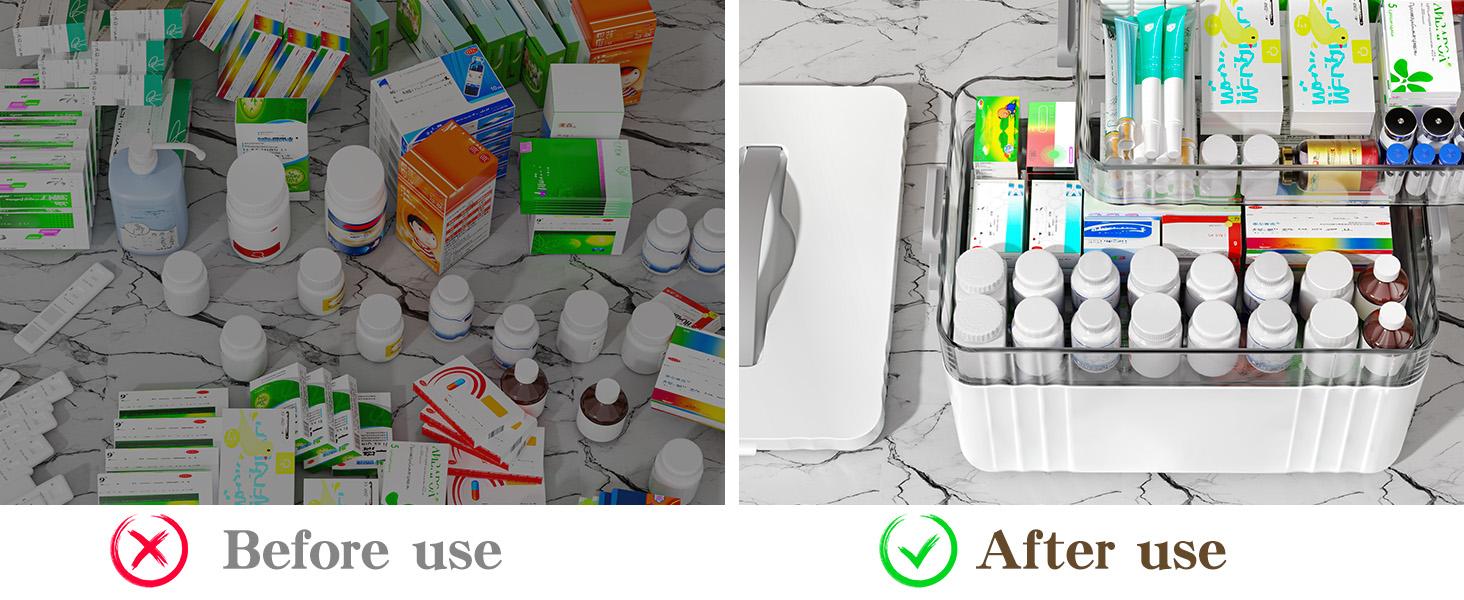 3-Tier Large Capacity Medicine Organizer Box with Removable Trays, Lockable Design & Carry Handle for Home First Aid