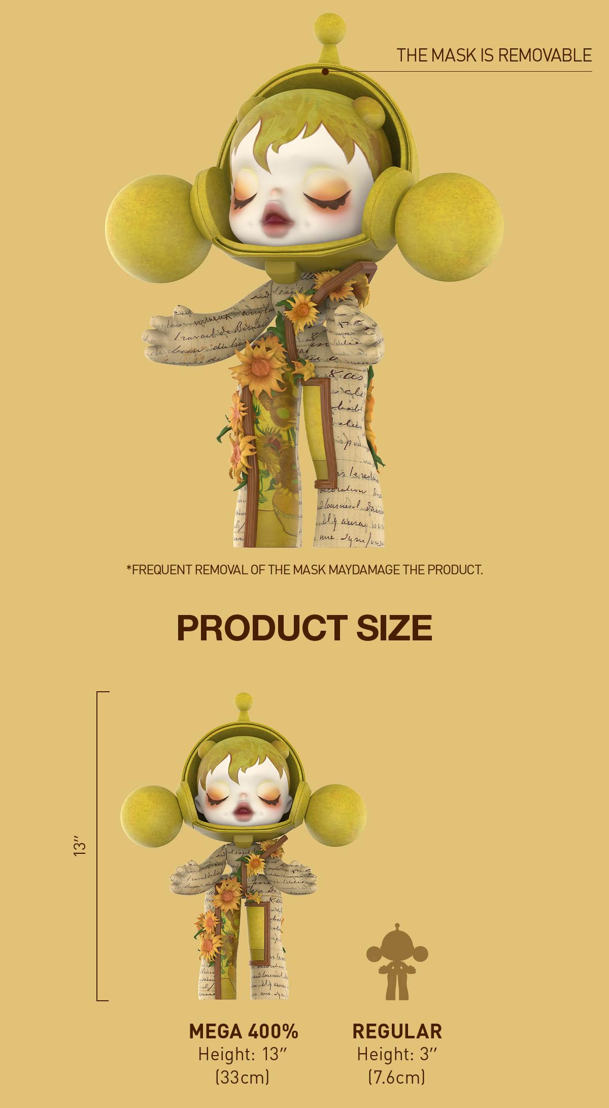 POP MART   MEGA α SKULLPANDA 400% Van Gogh Museum Sunflowers,  Collectible Toys