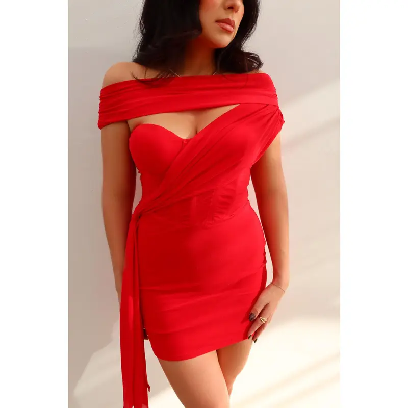 one shoulder hot pink mini dress Gorgeous One Shoulder Bodycon Mini Dress