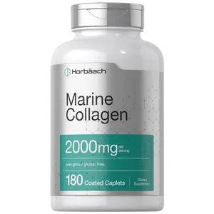 Horbäach Marine Collagen Peptides 2000mg | 180 Caplet Capsules | Type 1 with Calcium | Non-GMO, Gluten Free Supplement