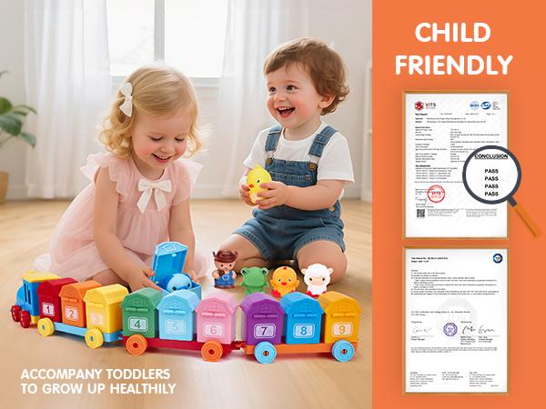 Hahaland Counting Matching & Sorting Train Montessori Toddler Toy with Farm Animals Finger Puppets Keys to Lock Unlock Barns Preschool Toy Speech Therapy Learning Toys Birthday Christmas Easter Valentine's Day Gifts for Kids 1 2 3 Year Old  Boy Girl