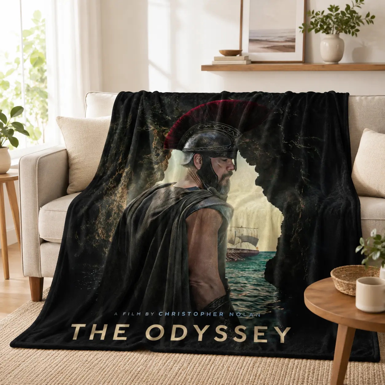 The Odyssey Movie Poster Flannel Throw Blanket Soft Cozy Trojan Warrior Bed Couch Fleece Blanket Gift