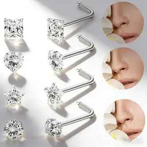 Nose Studs Nose Rings   20G Corkscrew Nose Ring Stainless Steel Nose Screw Studs Nose Rings Studs Surgical Steel Nostril Nose Piercing Jewelry Starry Stud Nose Piercing Set