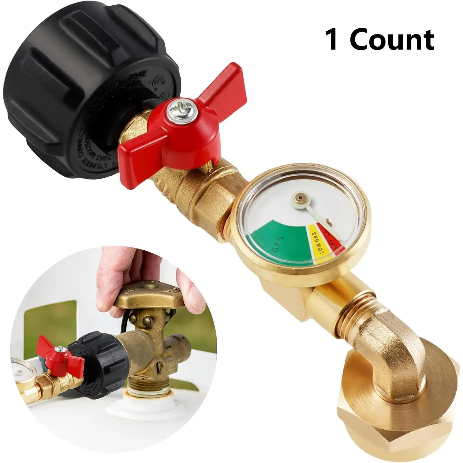 Cylinder Filling Connector with Luminous Pressure Meter, Gas Tank Gas Connector, Pipe Fittings & Accessories for Home & Office
