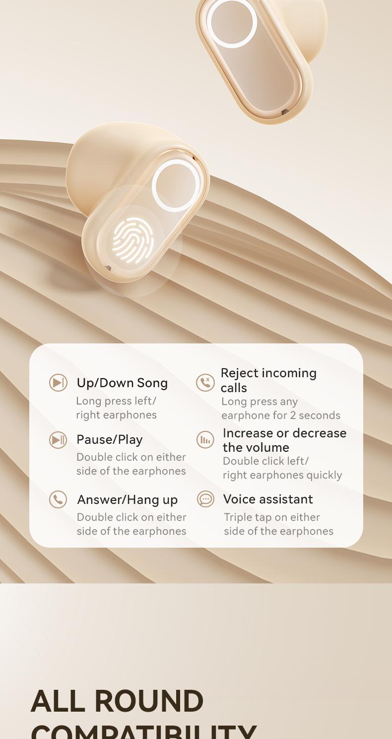 Acer OHR513 Wireless Earphone,In-ear Design Earphones with Digital Cal, LongStandby Headset for Men & Women, Audio Earbud Electronic ear headphone fast charge Black