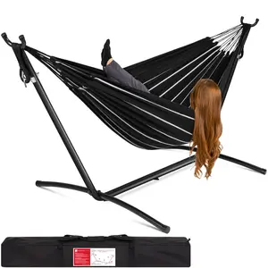 Best Choice Products 2-Person Brazilian-Style Cotton Double Hammock with Stand Set w/ Carrying Bag