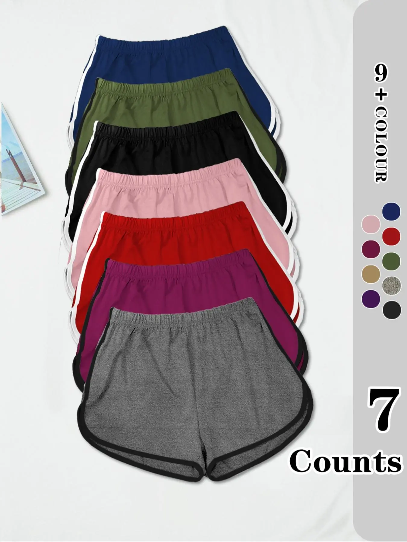 Women's Contrast Binding Sleep Shorts, Casual Elastic Waist Pajamas Shorts for All Seasons, Sleep Bottoms for Women Loungewear