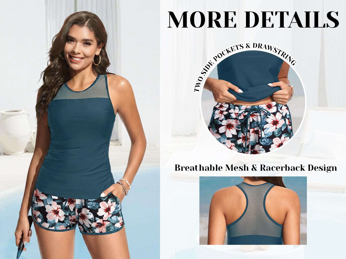 Aqua Eve Women Tankini with Shorts - Tummy Control Two Piece Swimsuit High Neck Bathing Suit with Pockets 2026 Swimwear Aqua Eve Women Tankini with Shorts - Tummy Control Two Piece Swimsuit High Neck Bathing Suit with Pockets 2026 Swimwear