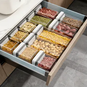 UFORU Airtight Insulated Food Storage Set Refrigerator Pantry Organizer Bins Stackable Fridge Organizer Bins with Lids Container Kitchen Set Storage Clear PET Material Odor-Resistant Space-Saving