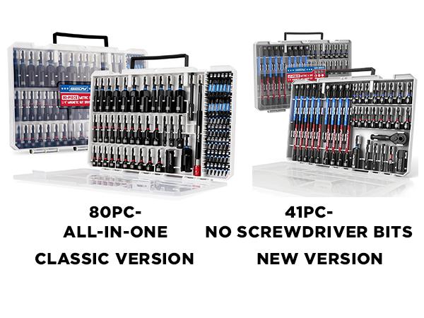 Magnetic Impact Nut Driver Set, 80pc or 41pc, Metric & SAE with Socket Adapters, Bit Holder, Wing Nut Driver, Universal Sockets, Quick Release Extension, Power Bits toolbox screwdriver set, Christmas gift