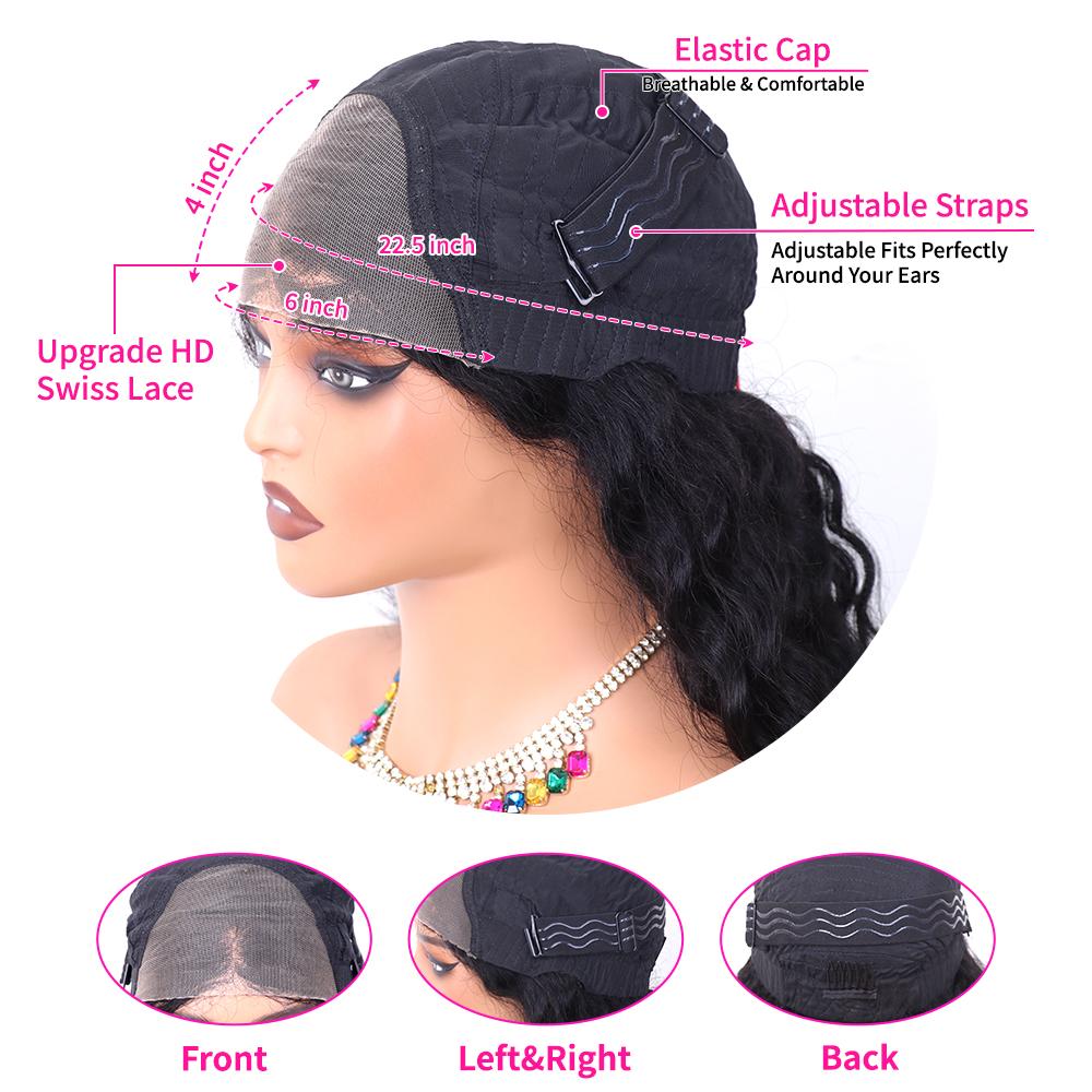 [30" = $109] 13x6 Lace Frontal Hair Wigs Human Hair 180% Density Brazilian Body Wave 13x4 Lace Front Wig For Women Wear and Go Glueless Wig Human Hair, 6x4 Pre-Plucked Pre-Cut HD Lace Ready to Wear Glueless Wigs, No Glue Lace Closure Wigs