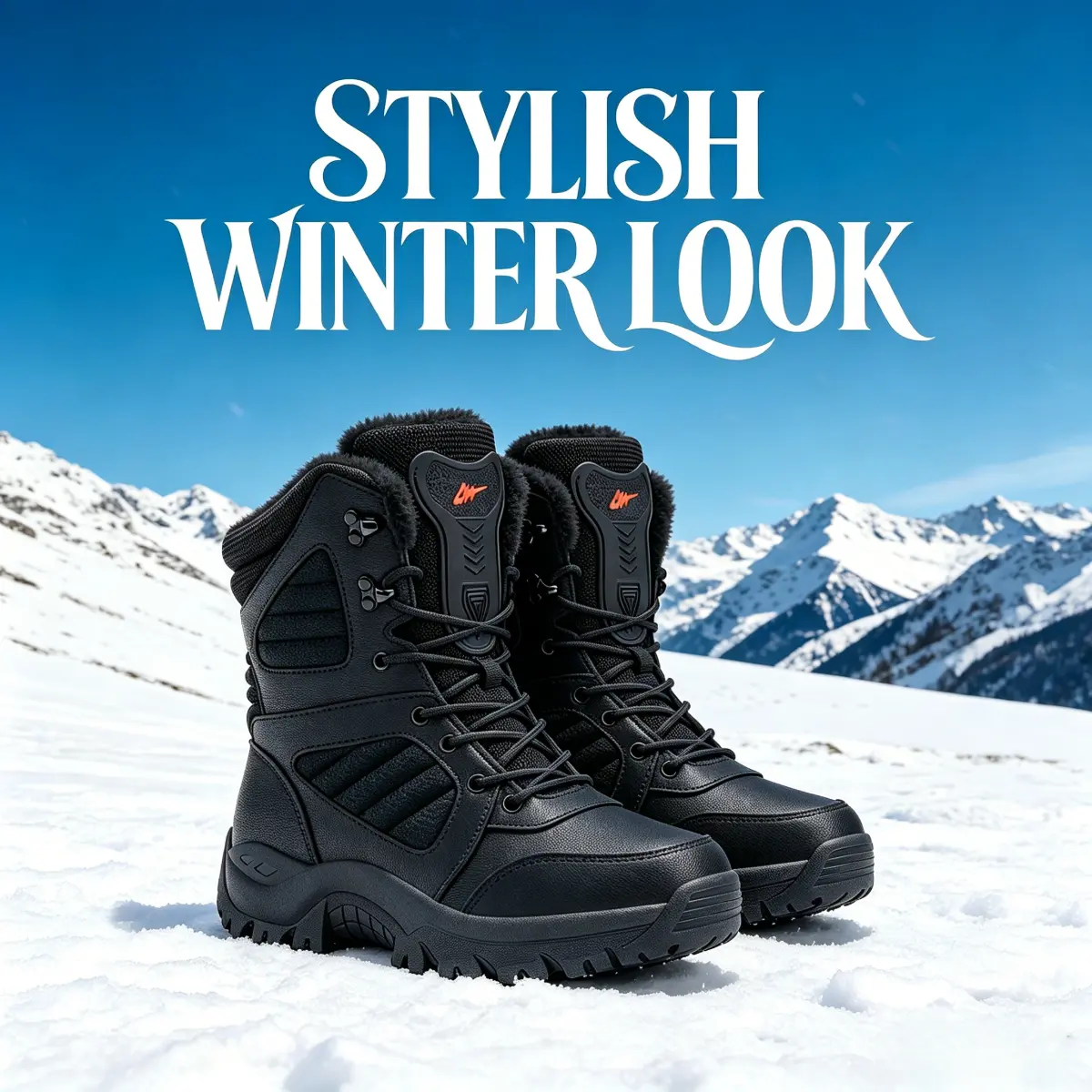 Men's High-Top Tactical Winter Boots - Waterproof, Snowproof, Non-Slip, Warm Plush Insulated Textile Upper Worker Walking Shoes for Extreme Cold Weather - Durable Outdoor Trekking Camping Footwear, Trekking Camping Shoes, Men’s Shoes
