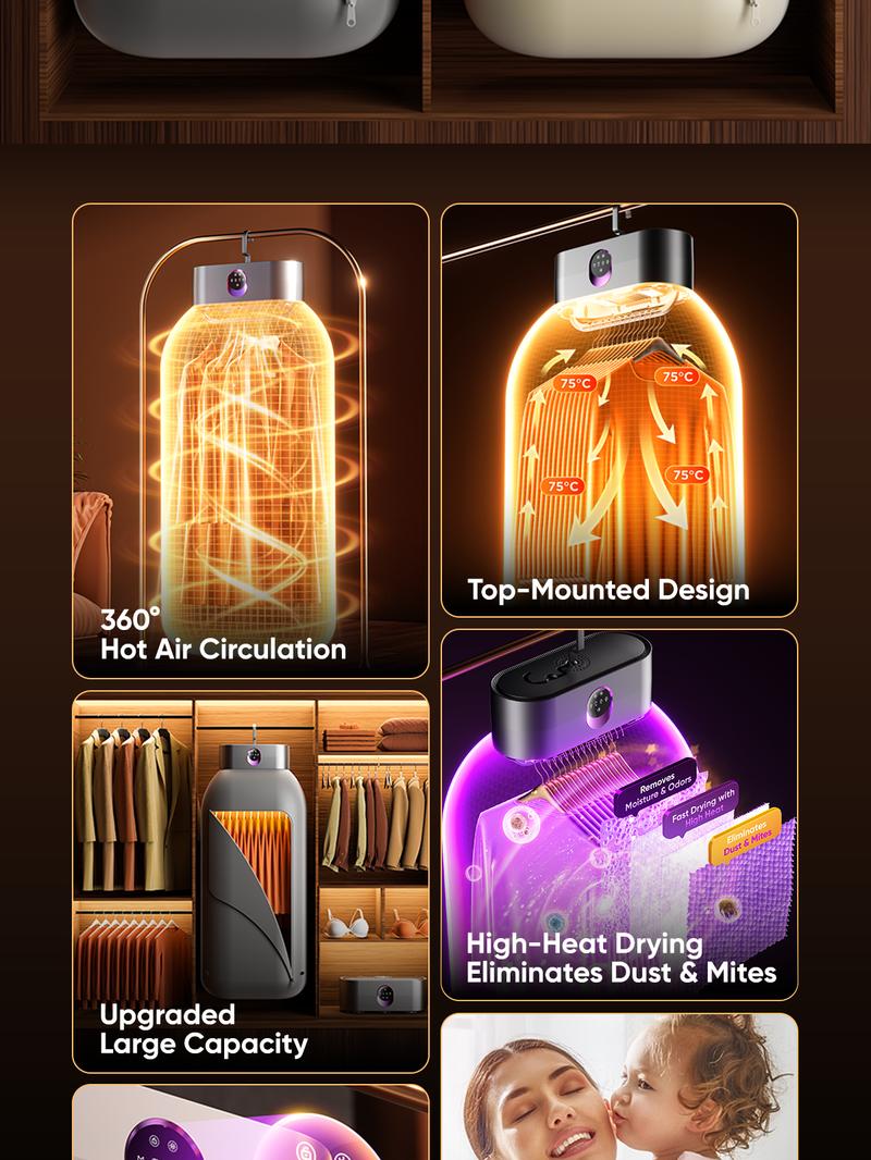 DDZJIAN Portable Clothes Dryer 600W Hold 11-20 Items, with Timer & Remote Control, One Mini Hanger, Foldable Drying Bag, Small Compact Electric Fast Drying Machine for Laundry, Travel, RV, Home, Apartment