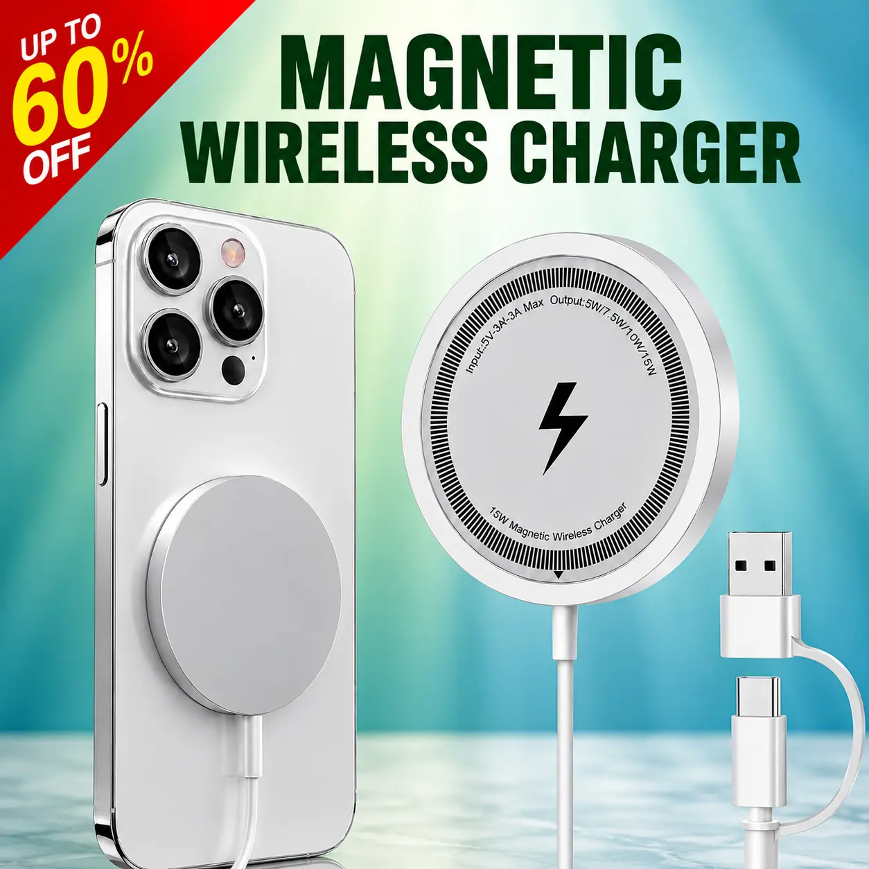 Magnetic Wireless Quick Charge Charger, Universal Electronic Accessory for Smartphones and Cellphones, Cellphone