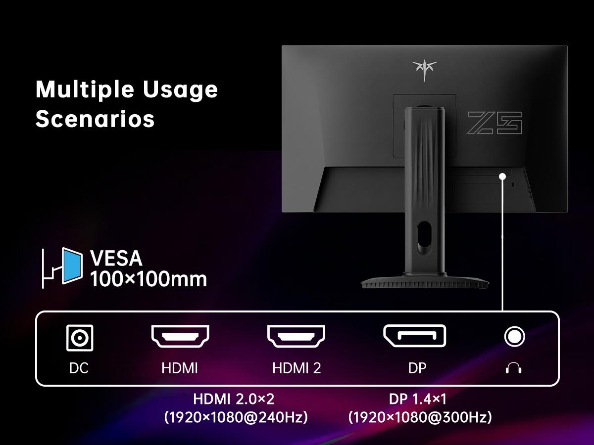 KTC 24.5" FHD IPS Native 300Hz(OC 320Hz), 240Hz 1ms Vertical Gaming Monitor, 1920*1080P Monitor With Height-adjustable Stand, H25Y7