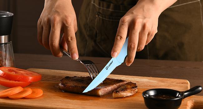 14 Pieces Blue Kitchen Knife Block Set , Anti-Rust Color Titanium Coated Carbon Steel, 12 Knives with Kitchen Shears and Block, Dishwasher Safe,TikTokShopBlackFriday