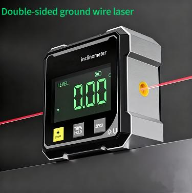 4-Side Magnetic Digital Angle Gauge Cube Inclinometer with Backlight Rechargeable Digital Angle Finder with LCD Display Table Saw Miter Protractor Woodworking Measuring Tool Hardware Laser Portable
