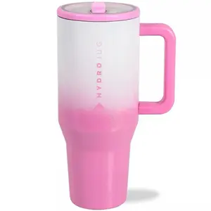 HydroJug Traveler Double Wall Vacuum Insulated Stainless Steel Cup 32oz / 40oz with Straw Lid & Handle, Reusable Travel Tumbler for Cold Drinks