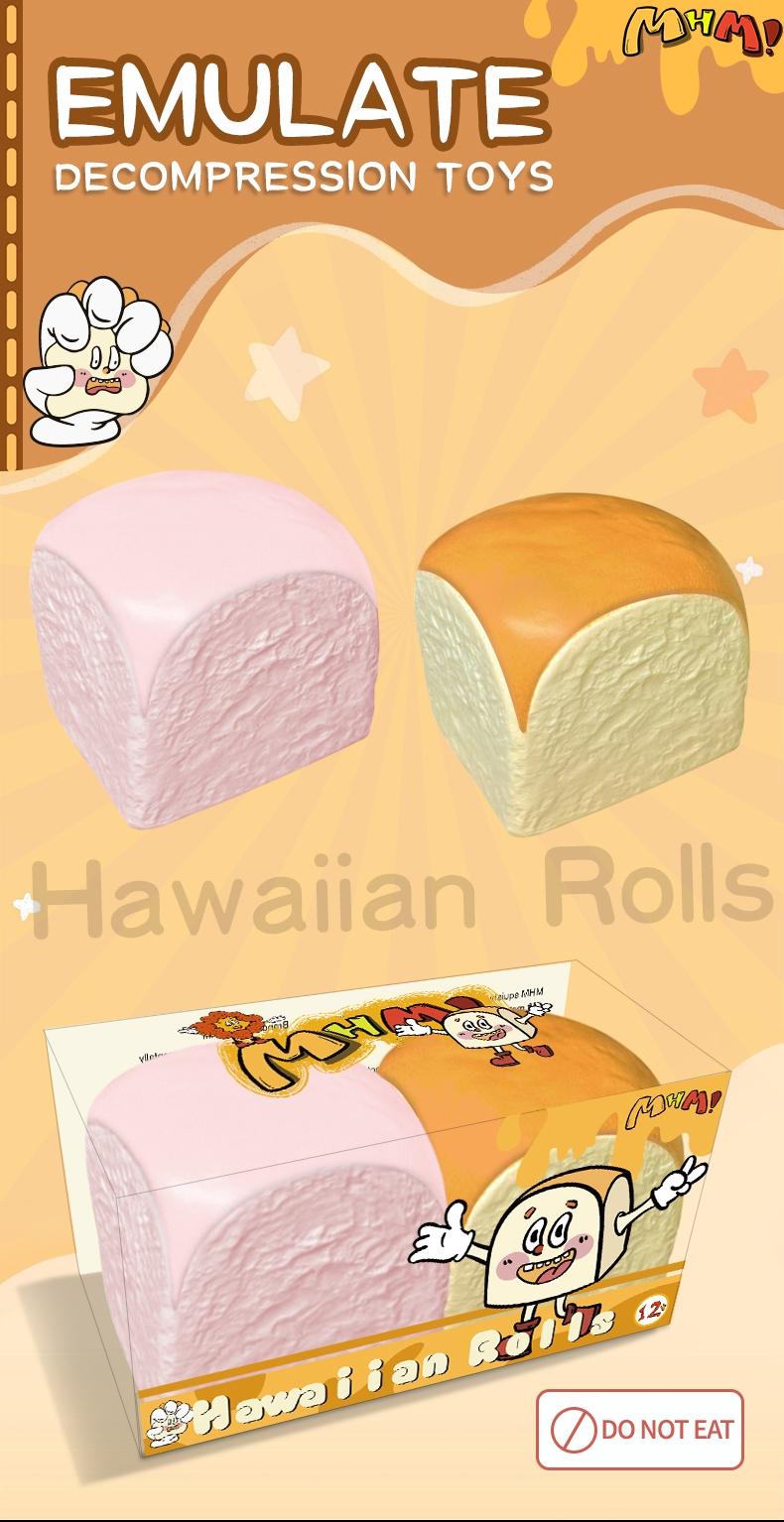 MHM 2-Roll Hawaiian Squishies Toys, Slow Rising Soft Foam Fidget Toys, Unisex Oddly Satisfying Sensory Products for Stress Relief with Calming Effects, Cute Food-Themed Gift