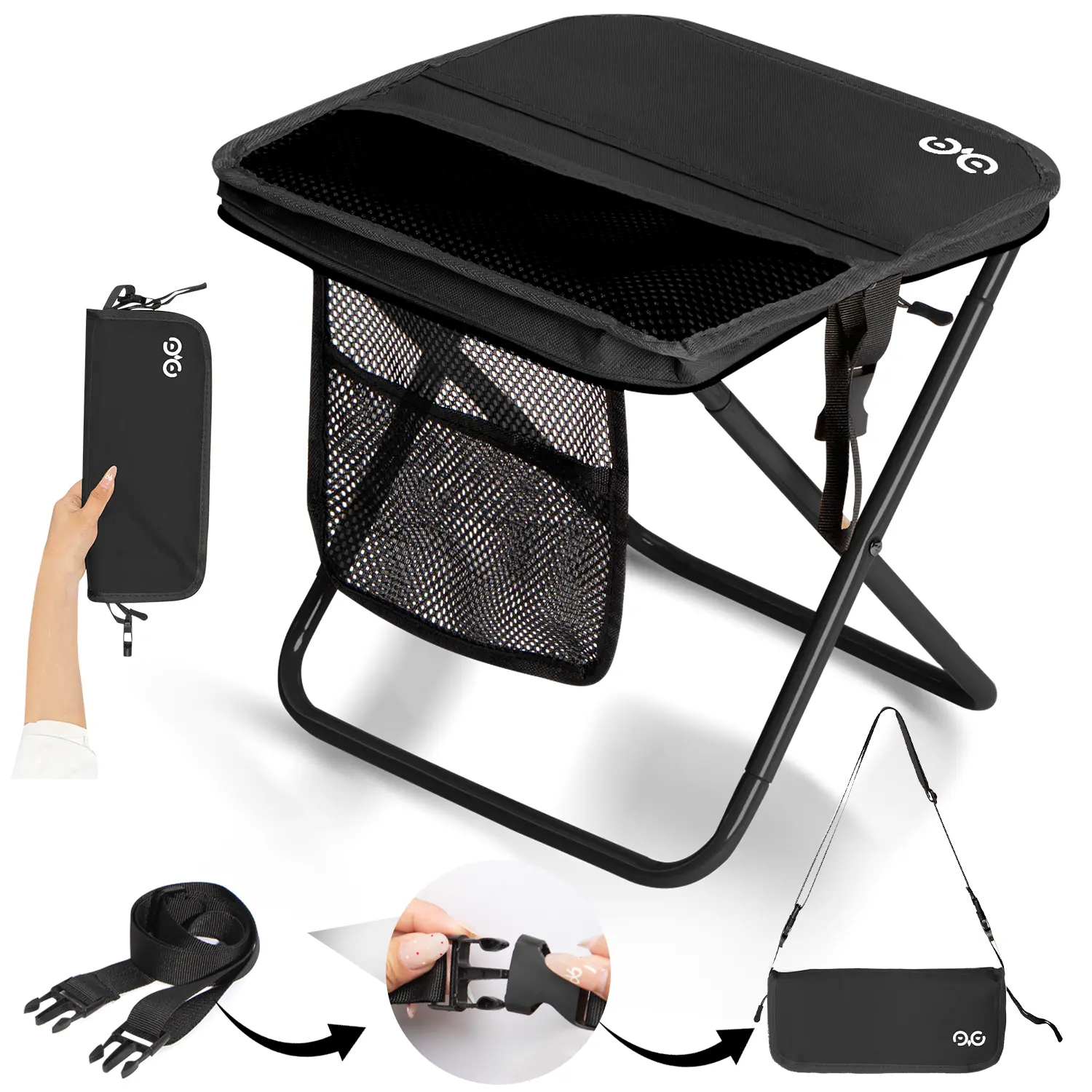 【Summer's first choice】Camdoor Sports Folding Chair,  fanatic outdoors，Upgraded Shoulder Strap Folding Stool, Ultra-lightweight, weighing only 1.5 lbs, Portable Outdoor Camping Chair with Side Bags and Shoulder Straps, Maximum Weight Capacity 400 lbs,
