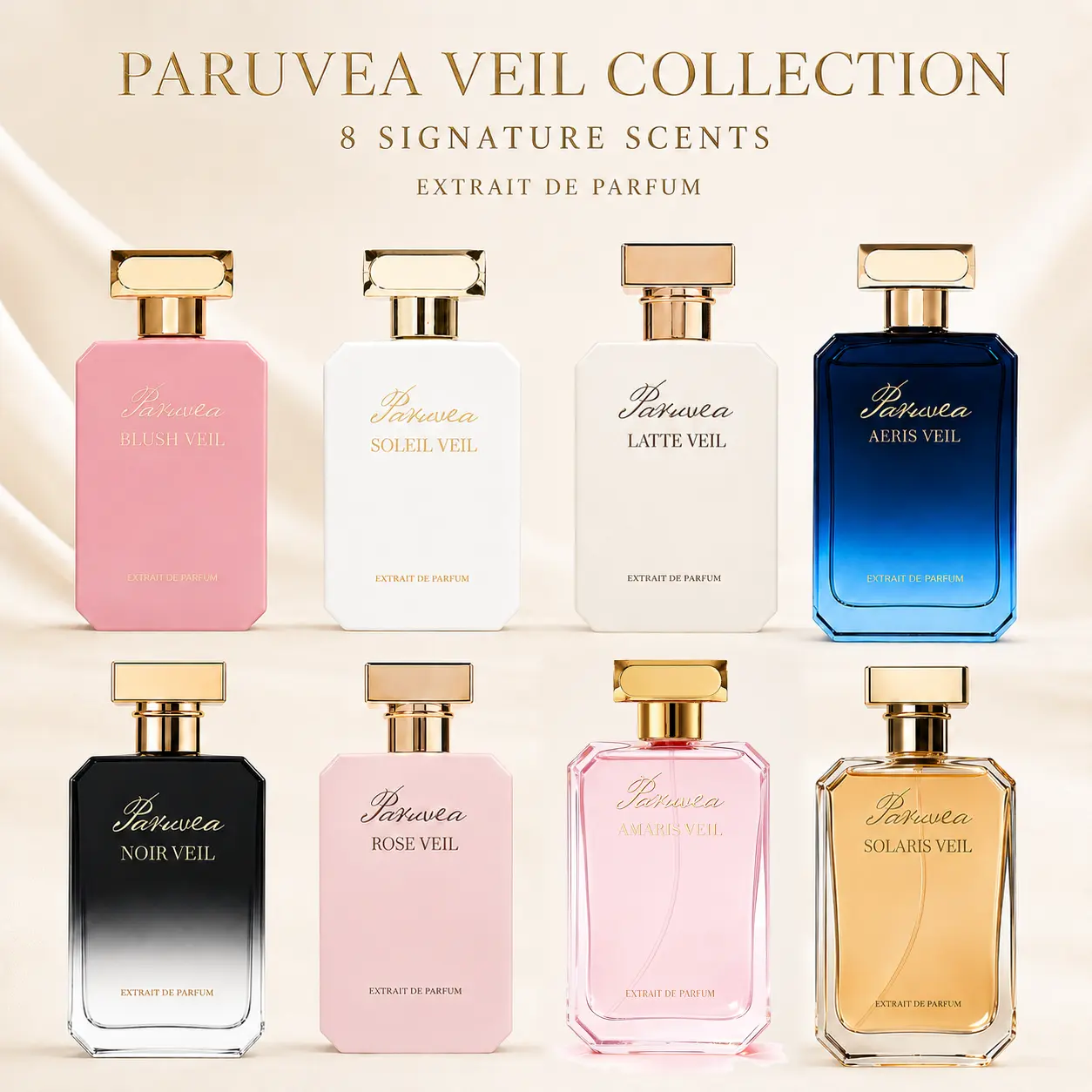 Paruvea Veil Collection 100 ml Extrait de Parfum Single Item - 8 Signature Scents, Long-Lasting Luxury Liquid Fragrance for Adults, Vanilla Floral Amber Honey Gourmand Perfume, 100 Ml Perfume