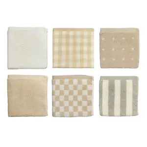 Absorbent Organic Cotton Baby Washcloth Breathable Super Soft Square Cotton Baby Towels 34*34cm Cute Checkerboard Polka Dots Bath Newborn Towels Infant