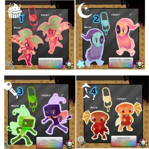 DANDYS WORLD double sided epoxy keychains - main toons - PREORDER