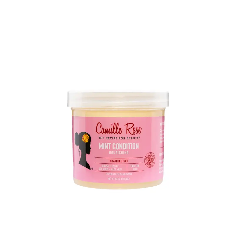Camille Rose Mint Condition Braiding Gel, 12 oz, Extreme Hold Edge Control Gel, Frizz-Free Smoothing, for 3A-4C Hair