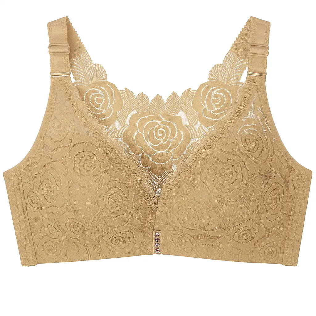 Floral Secrets: Comfort Rose Bra for Everyday Wear & Pushup - Nude