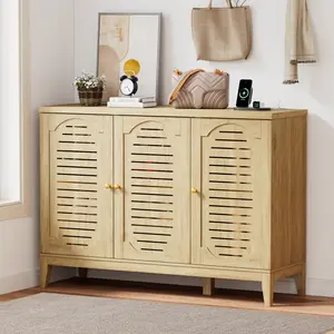 Dystler Shoe Cabinet with 3 Doors, Narrow Wooden Shoe Cabinet, Hidden Shoe Storage for Entryway, Garage, Foyer, Hallway