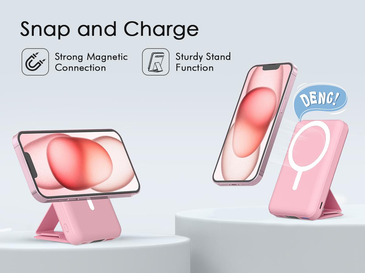 Podoru for MagSafe Battery Pack, Foldable 10000mAh Magnetic Power Bank Fast Charging Wireless Portable Charger for iPhone 17/16/15/14/13/12 Series