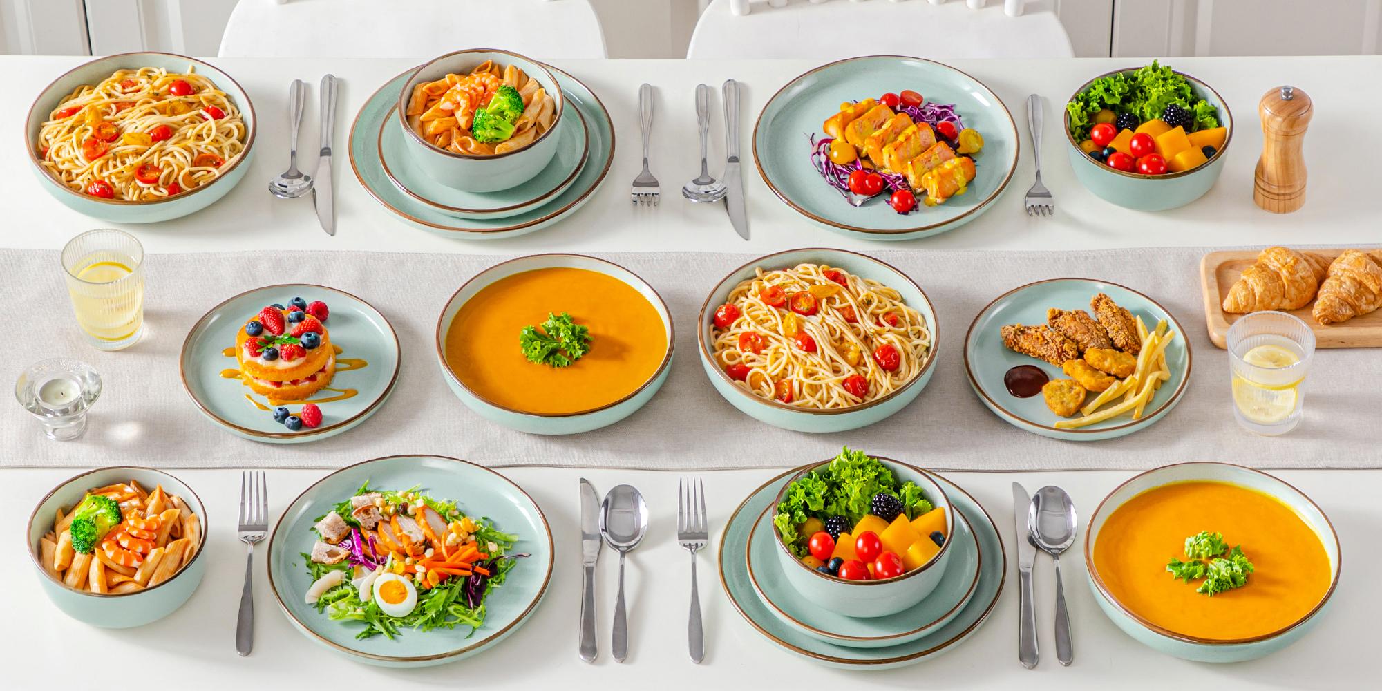 vancasso Loire 16/18-Piece Stoneware Dinner Set for 4/6 People, Dinnerware Sets with Plates and Bowls, Scratch Resistant Dinner Service Set for Family or Restaurants, Dishwasher and Microwave Safe Kitchen Home Tableware Ceramics