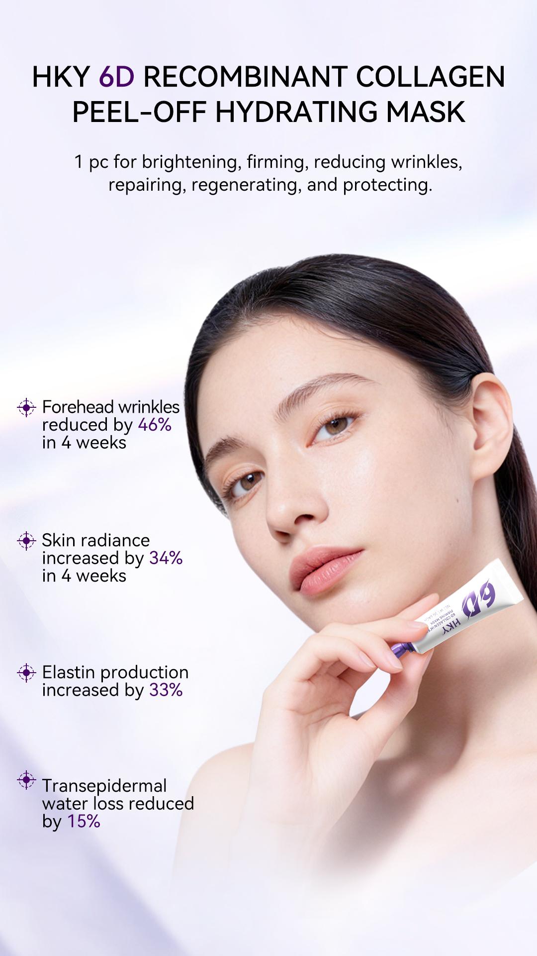 HKY 6D Collagen Wrapping Peel Off Face Mask, PDRN & Peptides Deep Hydrating Treatment for Glass Skin Glow. Anti-Aging Purple Firming Facial Skincare for Pore Refining & Wrinkle Care. Satisfying Peeling Moisture Pack, Premium Korean Beauty Formula (10 Pcs)