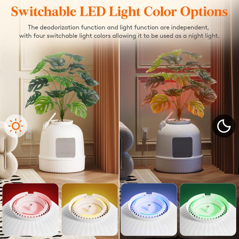 Lifewit Cat Litter Box with Faux Plant or Castle Design, Hidden Enclosure Tray with Scoop, Odor Control & Carbon Filter, Covered Cat Toilet for Living Room, Bedroom, Corner