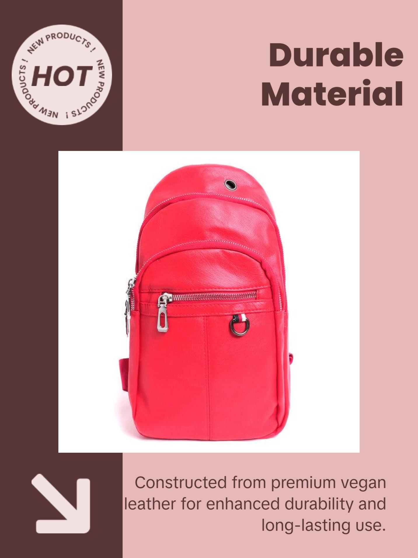 Versatile Vegan Leather Crossbody Sling Bag with Earphone Hole - Hands-Free Music