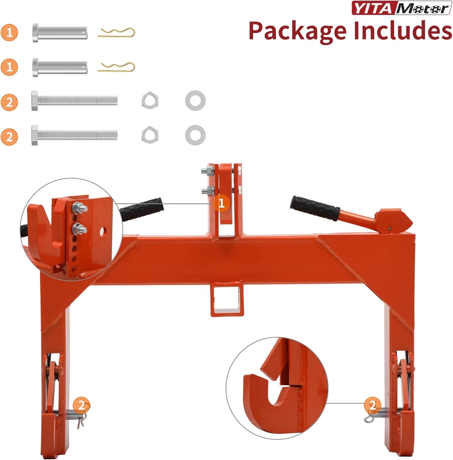 YITAMOTOR 3 Point Quick Hitch Attachment for Category 1 Tractors, 3000LBS Heavy Duty 3 Pt Tractor Hitch with 2" Receiver, Adjustable 5 Level Bolt for Farm & Ranch Equipment fathersdaygift YITAMOTOR 3 Point Quick Hitch Attachment for Category 1 Tractors, 3000LBS Heavy Duty 3 Pt Tractor Hitch with 2" Receiver, Adjustable 5 Level Bolt for Farm & Ranch Equipment fathersdaygift