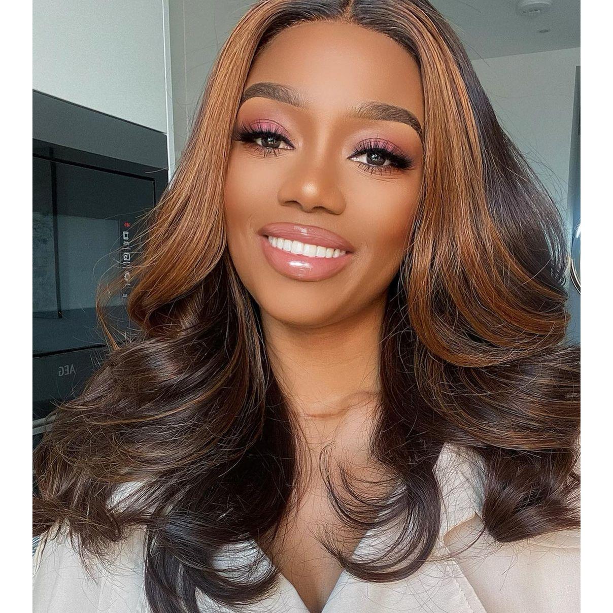 KEPHARE Wear and Go Glueless Wigs 100% Human Hair Body Wave With Honey Blonde Highlights 5x5 HD Lace Pre Plucked Pre Cut Lace Closure Wigs for Black Women 180% Density Natural Black With Skunk Stripe KEPHARE HAIR