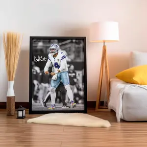 [ SALE UP 45% - UNFRAMED POSTER ] Dak Prescott Poster Signed Football Wall Art Man Cave Art