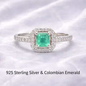 925 Sterling Silver Colombian Emerald Ring | Certified Natural Emerald | Size 9