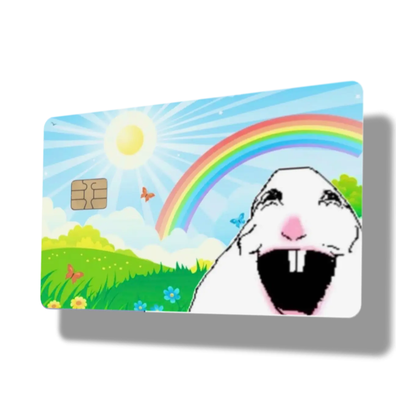 Rainbow & Sunny Hamster Meme Debit Card or Credit Card Sticker