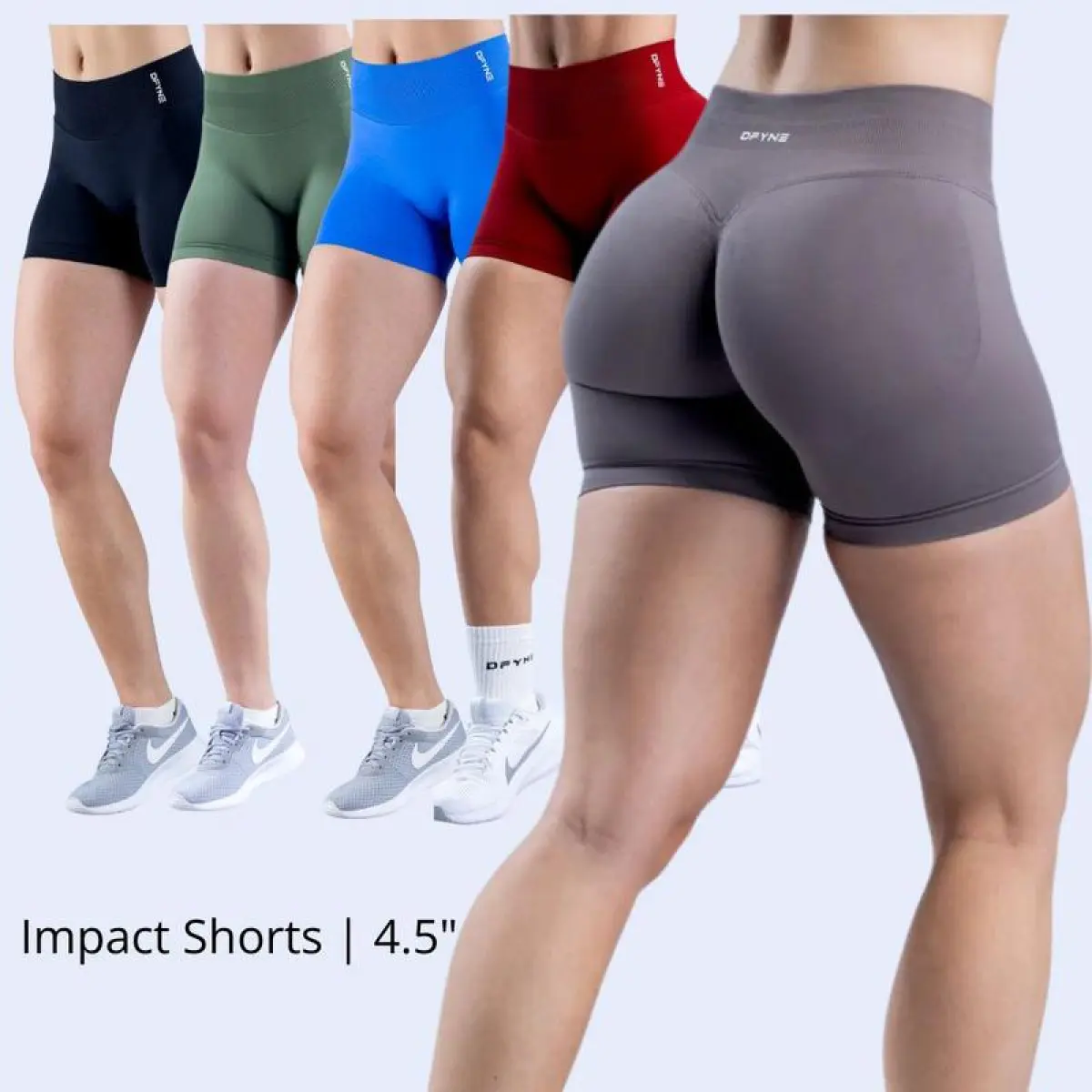 Women's Tight Sporty Chic DFYNE Impact Shorts - High Stretch Cotton Fabric, Subtle Glute Contour, Medium Support, Fitted for Gym, Yoga, Active