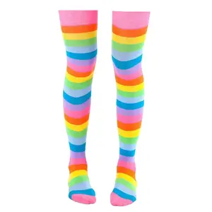 Pink Rainbow Stripe Pattern Socks from the Sock Panda (Thigh High)