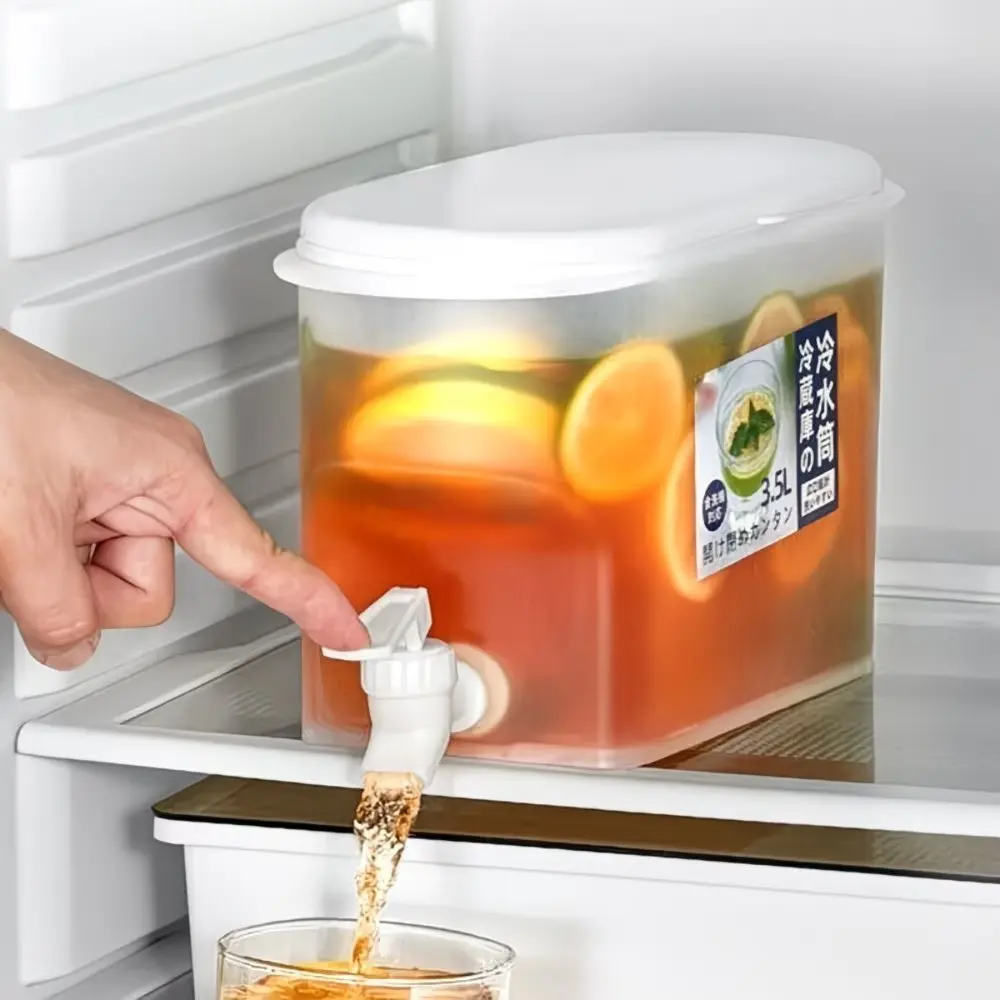 1/2Pcs Plastic Beverage Dispenser with Tap, 3.5L (1 Gallon) Large Capacity Container, Cold Water Kettle, Iced Tea Jug, Iced Tea Pitcher, Drink Pitcher, Summer Party, Music Festivals, Tea Pitcher for Fridge, Fridge, Refrigerator Storage