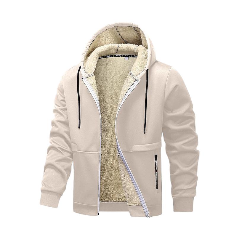 2PCS - Autumn And Winter Men's Simple Solid Color Hoodie, Drawstring Hooded Cardigan Coat, Men's Winter Clothing, Autumn And Winter Sports Outdoor Wear