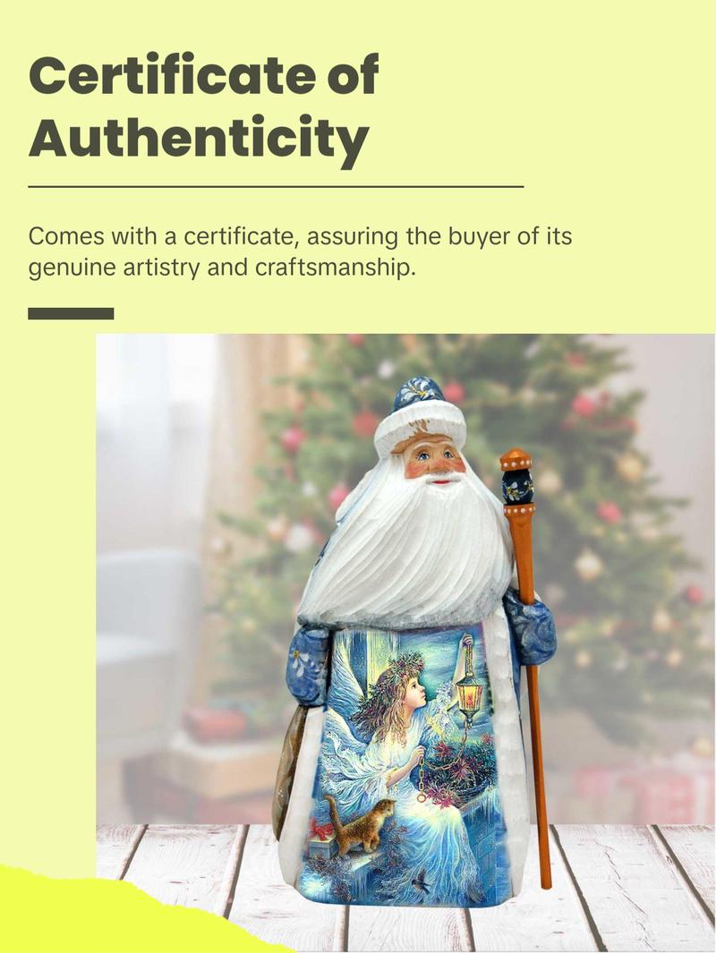 Santa Light the Way Hand-Painted WOODCARVED Masterpiece by Strelkina at G. DeBrekht - Nativity Holiday Decor - 821601