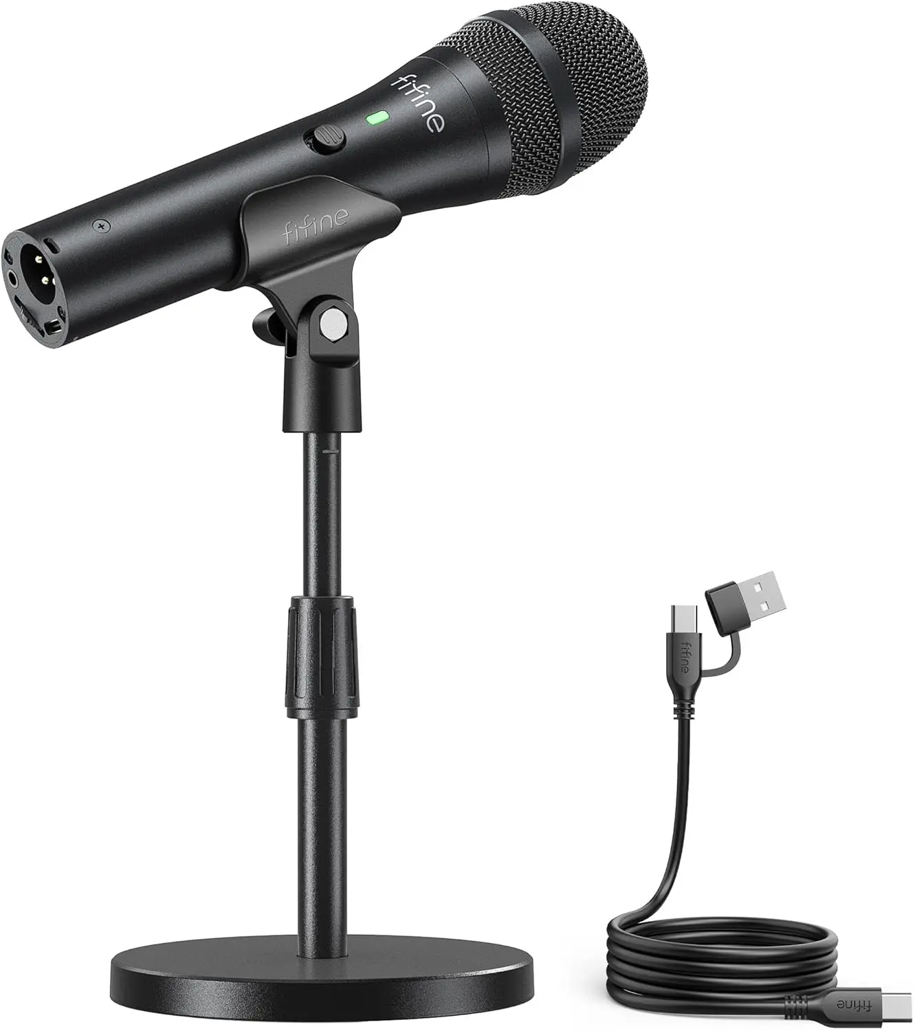 Fifine Tank2 Wired USB/XLR Dynamic Microphone for Podcast Recording, Vocal Voice Over - Computer, Tablet, Smartphone Devices, 192KHz/24bit, Cardioid Pattern, Desktop Stand Included, AmpliTank TANK2
